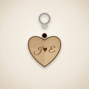 Couple initials engraved wooden keyring set
