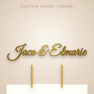 Custom couple names gold acrylic wedding cake topper