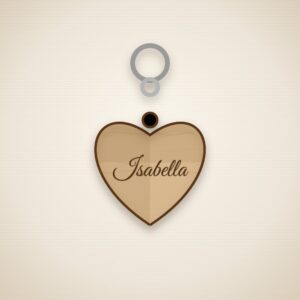 Personalised heart shaped engraved wooden keyring