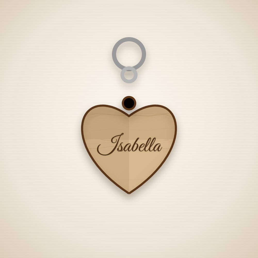 Personalised heart shaped engraved wooden keyring