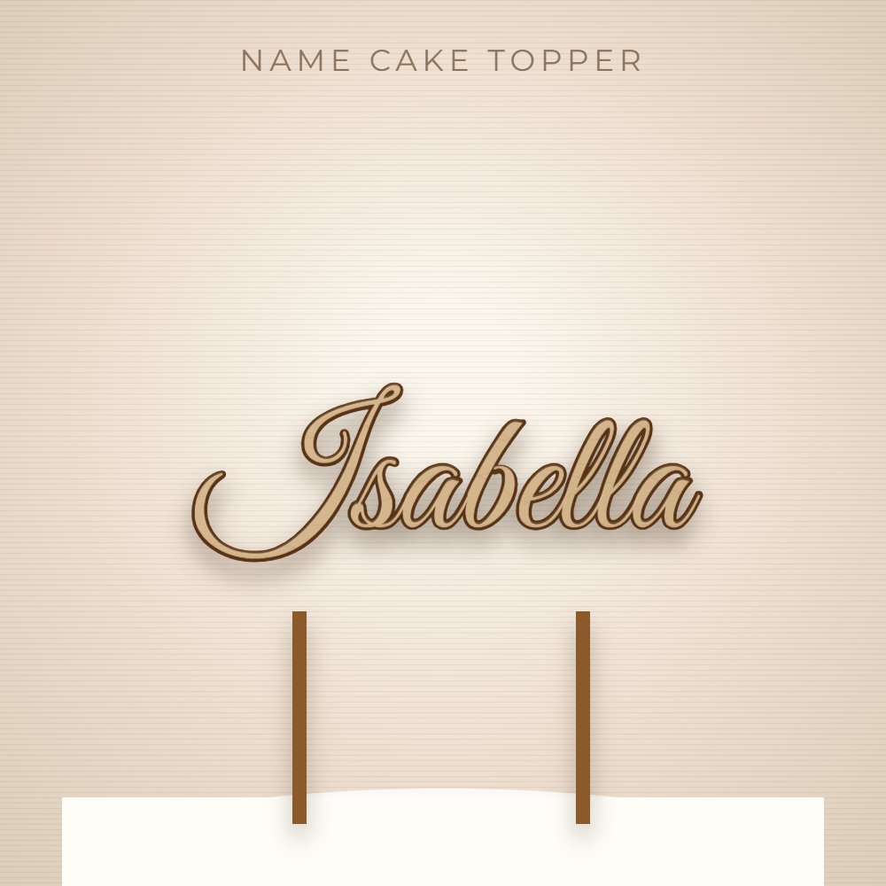 Personalised name laser cut wooden cake topper