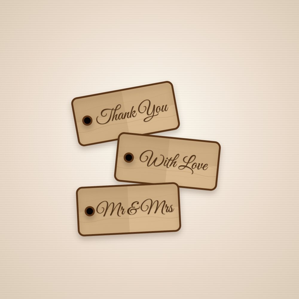 Engraved wooden wedding favour gift tags pack